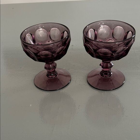 Vintage Imperial Glass Provincial Thumbprint Amethyst glasses Set of 2. 4 in H - Picture 1 of 5